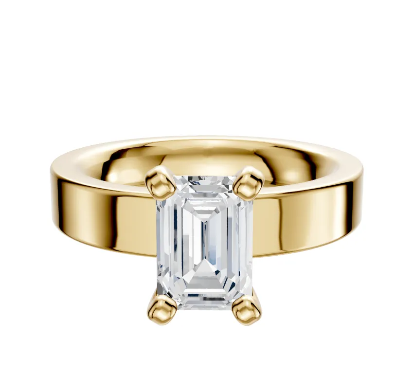 14K Yellow Gold 4 Prong Classic Flat 4.0mm Engagement Ring sold by Promise By Effy