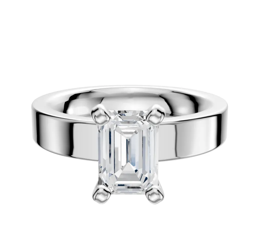 14K White Gold 4 Prong Classic Flat 4.0mm Engagement Ring sold by Promise By Effy