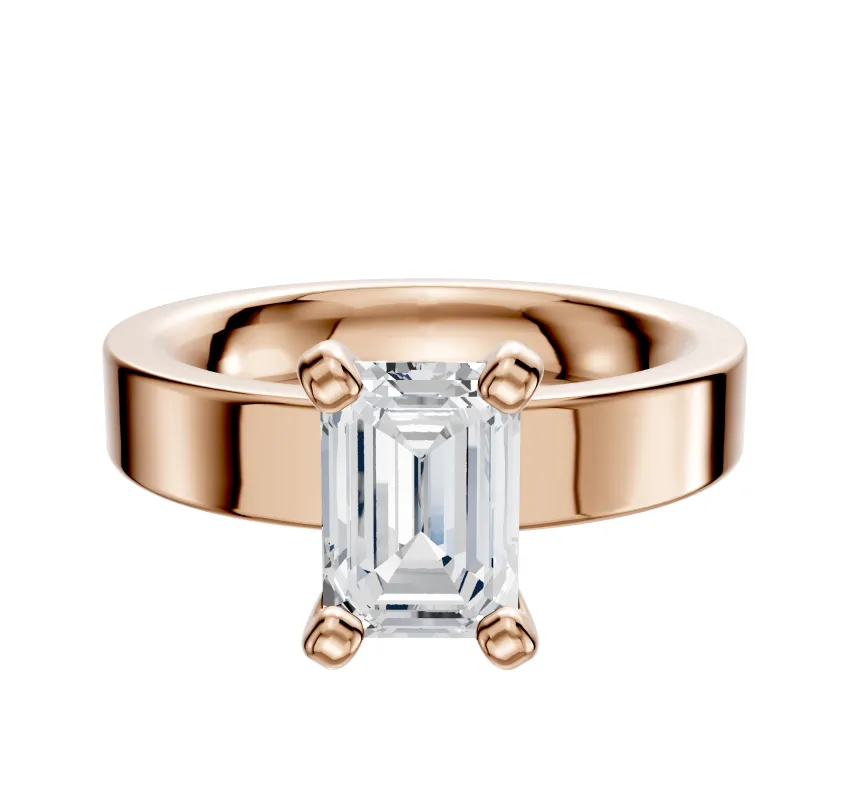 18K Rose Gold 4 Prong Classic Flat 4.0mm Engagement Ring sold by Promise By Effy