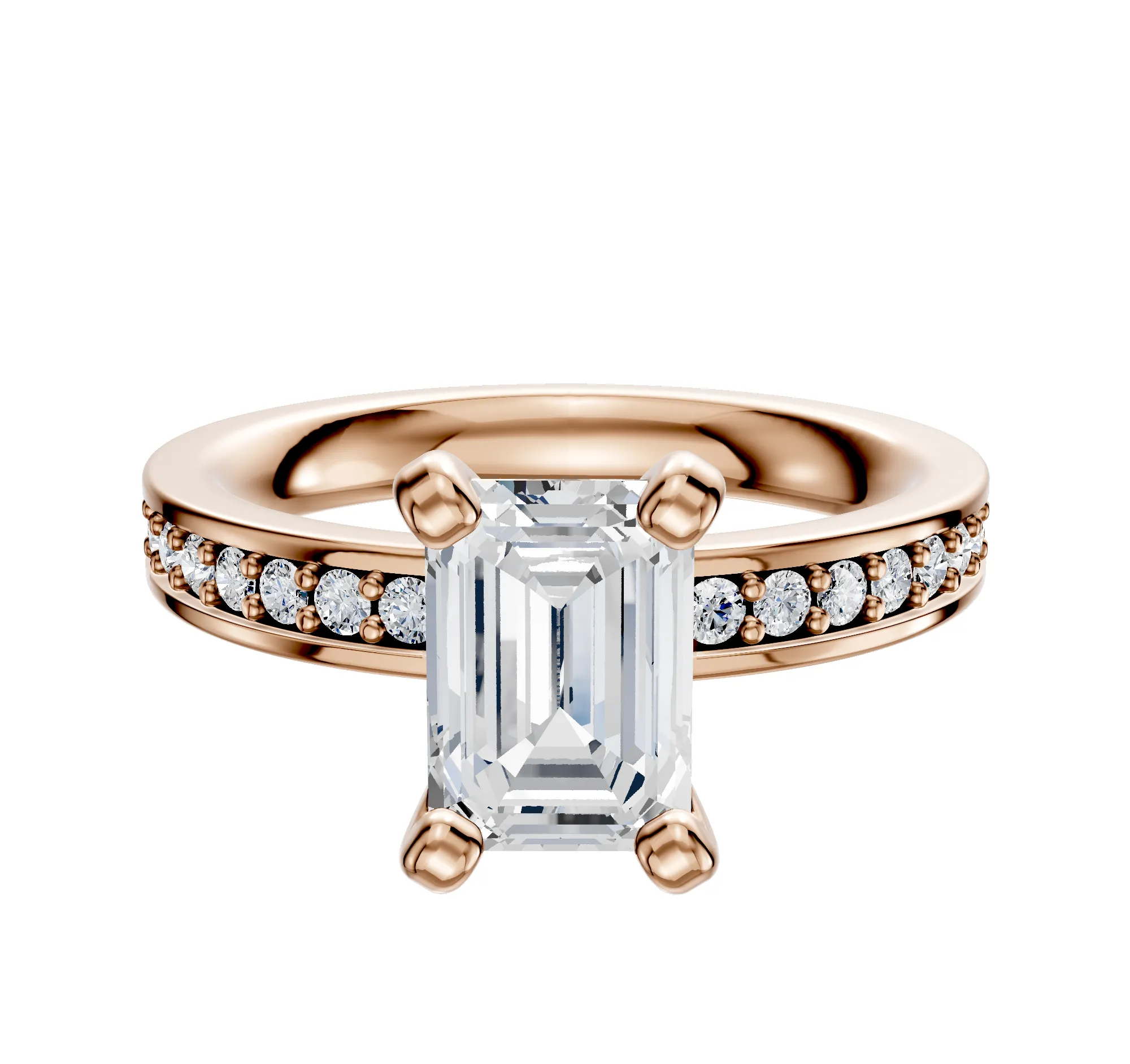 14K Rose Gold 4 Prong Classic Flat 1-Row-Pave 2.5mm Engagement Ring sold by Promise By Effy