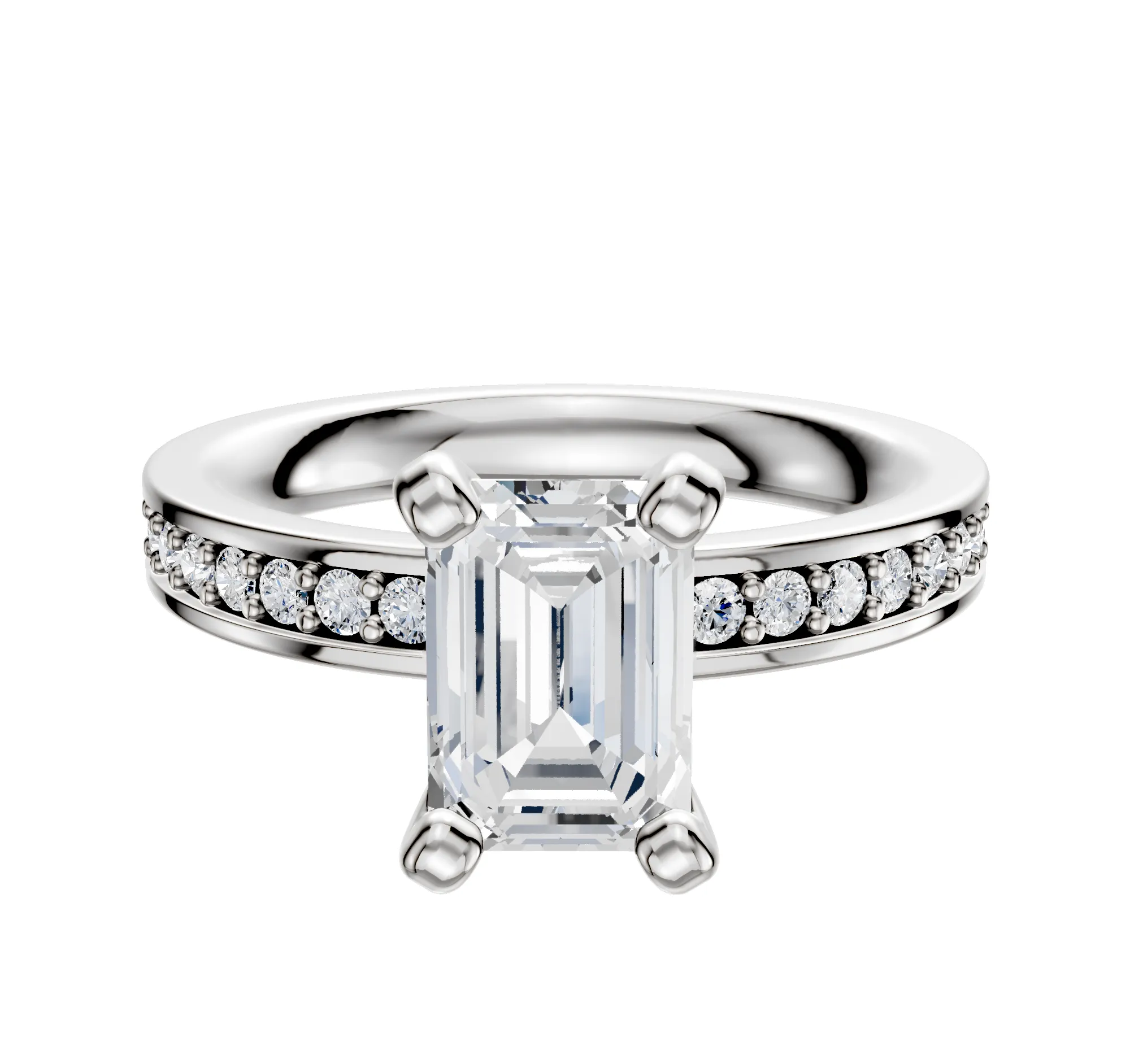 18K White Gold 4 Prong Classic Flat 1-Row-Pave 2.5mm Engagement Ring sold by Promise By Effy