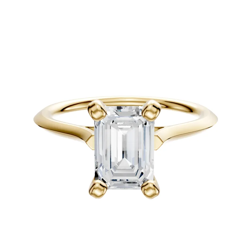 14K Yellow Gold 4 Prong Cathedral Knife Edge 1.5mm Engagement Ring made by Promise By Effy