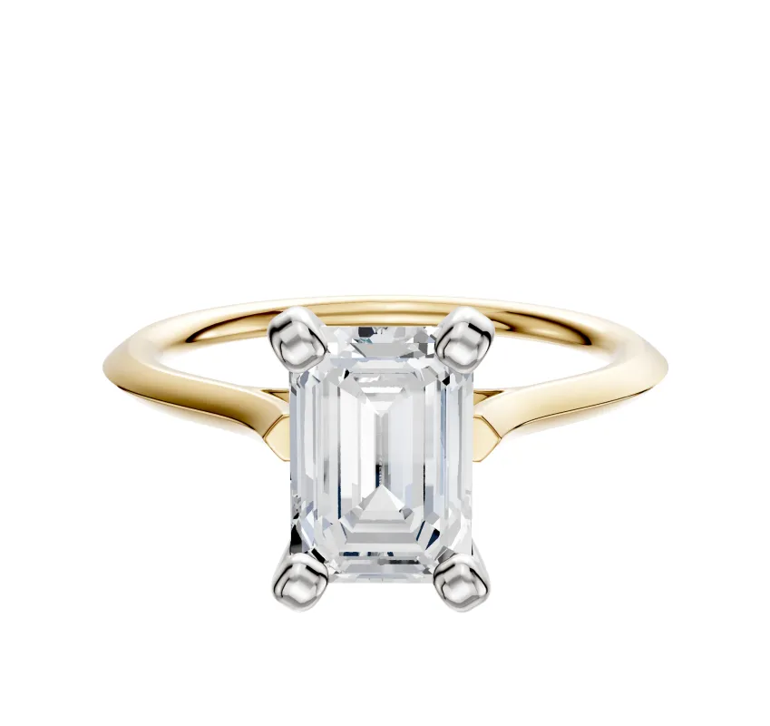 18K Two Tone 4 Prong Cathedral Knife Edge 1.5mm Engagement Ring sold by Promise By Effy