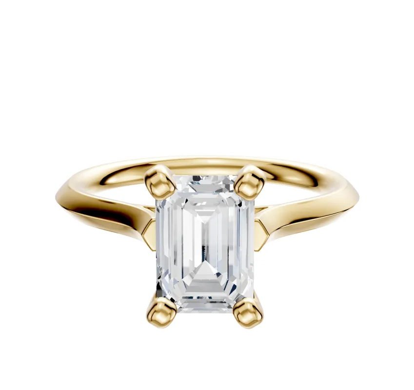 14K Yellow Gold 4 Prong Cathedral Knife Edge 2.0mm Engagement Ring sold by Promise By Effy