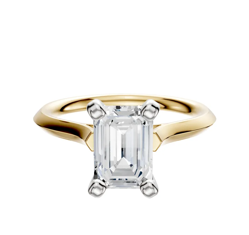 14K Two Tone 4 Prong Cathedral Knife Edge 2.0mm Engagement Ring sold by Promise By Effy