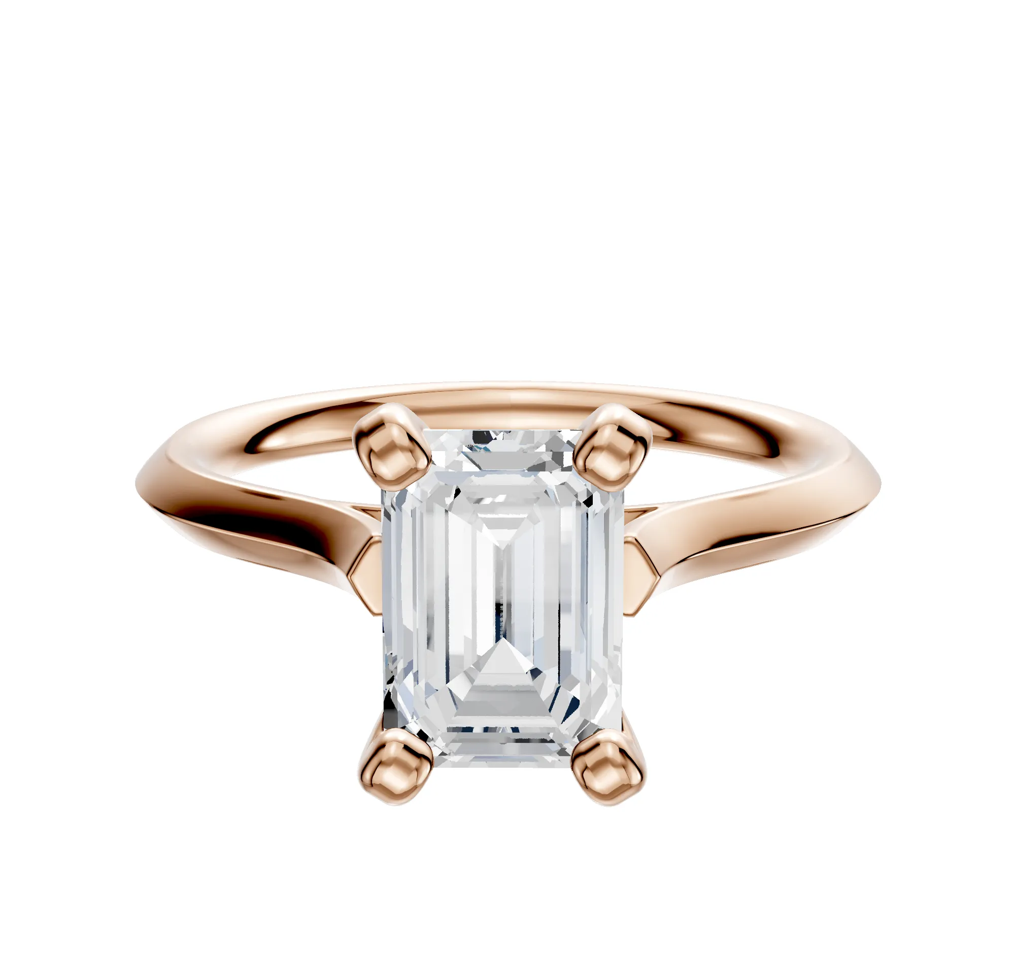 18K Rose Gold 4 Prong Cathedral Knife Edge 2.0mm Engagement Ring sold by Promise By Effy