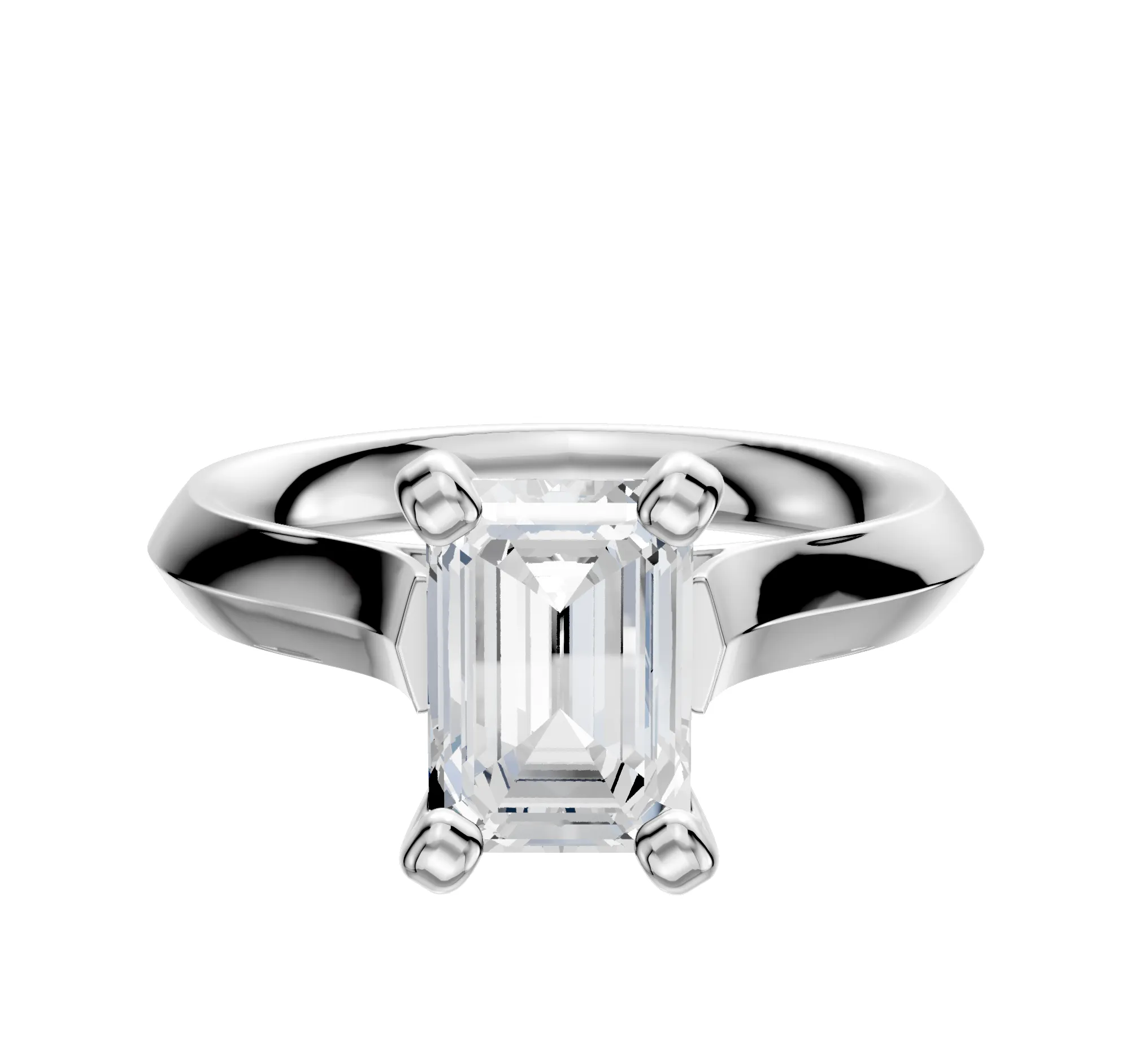 14K White Gold 4 Prong Cathedral Knife Edge 3.0mm Engagement Ring sold by Promise By Effy