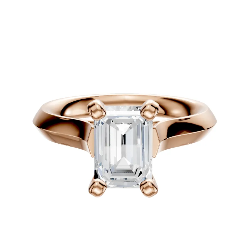 14K Rose Gold 4 Prong Cathedral Knife Edge 3.0mm Engagement Ring sold by Promise By Effy