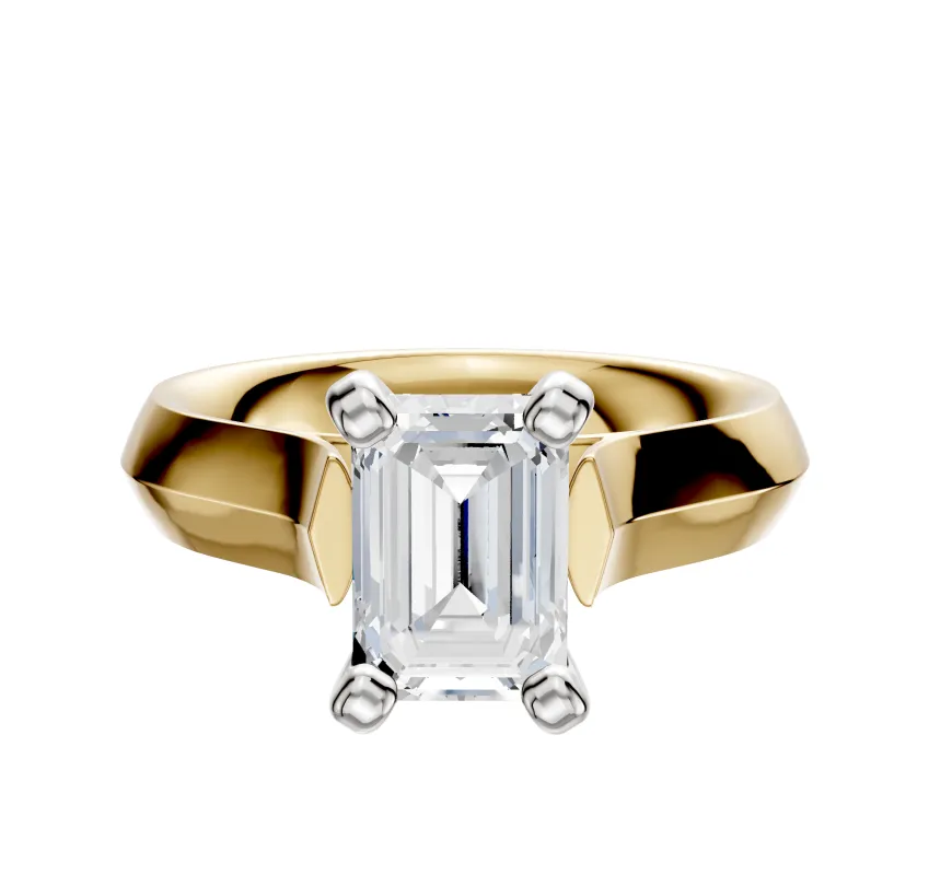 18K Two Tone 4 Prong Cathedral Knife Edge 4.0mm Engagement Ring sold by Promise By Effy