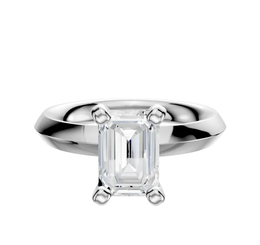 18K White Gold 4 Prong Classic Knife Edge 3.0mm Engagement Ring sold by Promise By Effy