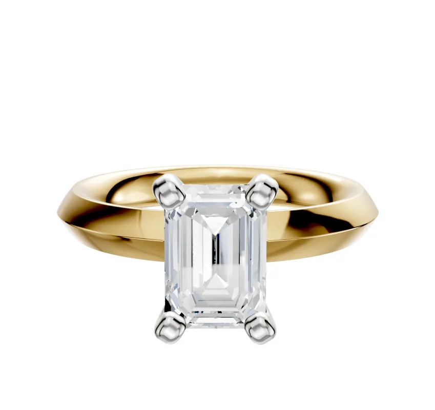 18K Two Tone 4 Prong Classic Knife Edge 3.0mm Engagement Ring sold by Promise By Effy