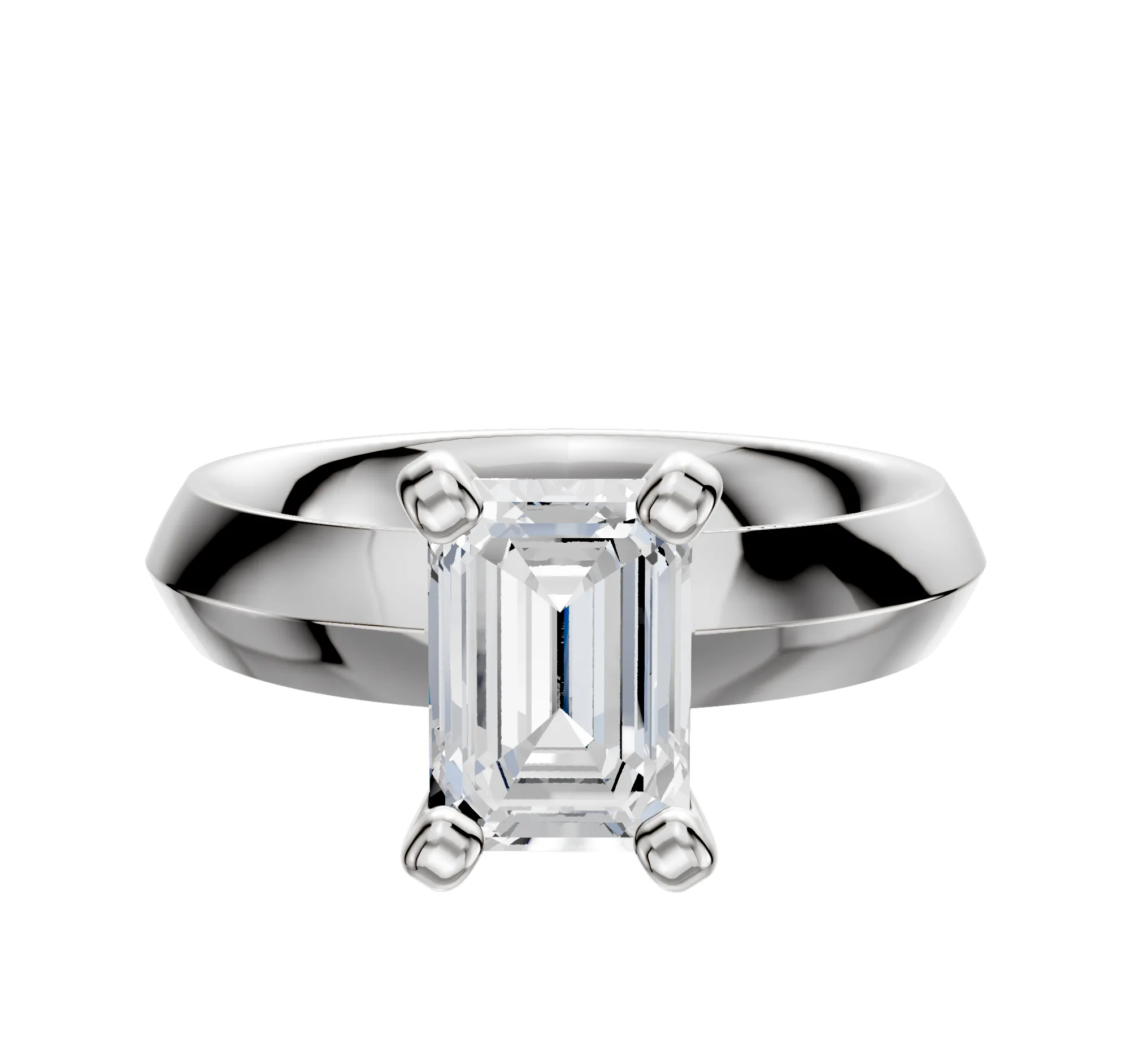 14K White Gold 4 Prong Classic Knife Edge 4.0mm Engagement Ring sold by Promise By Effy