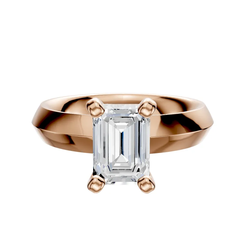 18K Rose Gold 4 Prong Classic Knife Edge 4.0mm Engagement Ring sold by Promise By Effy