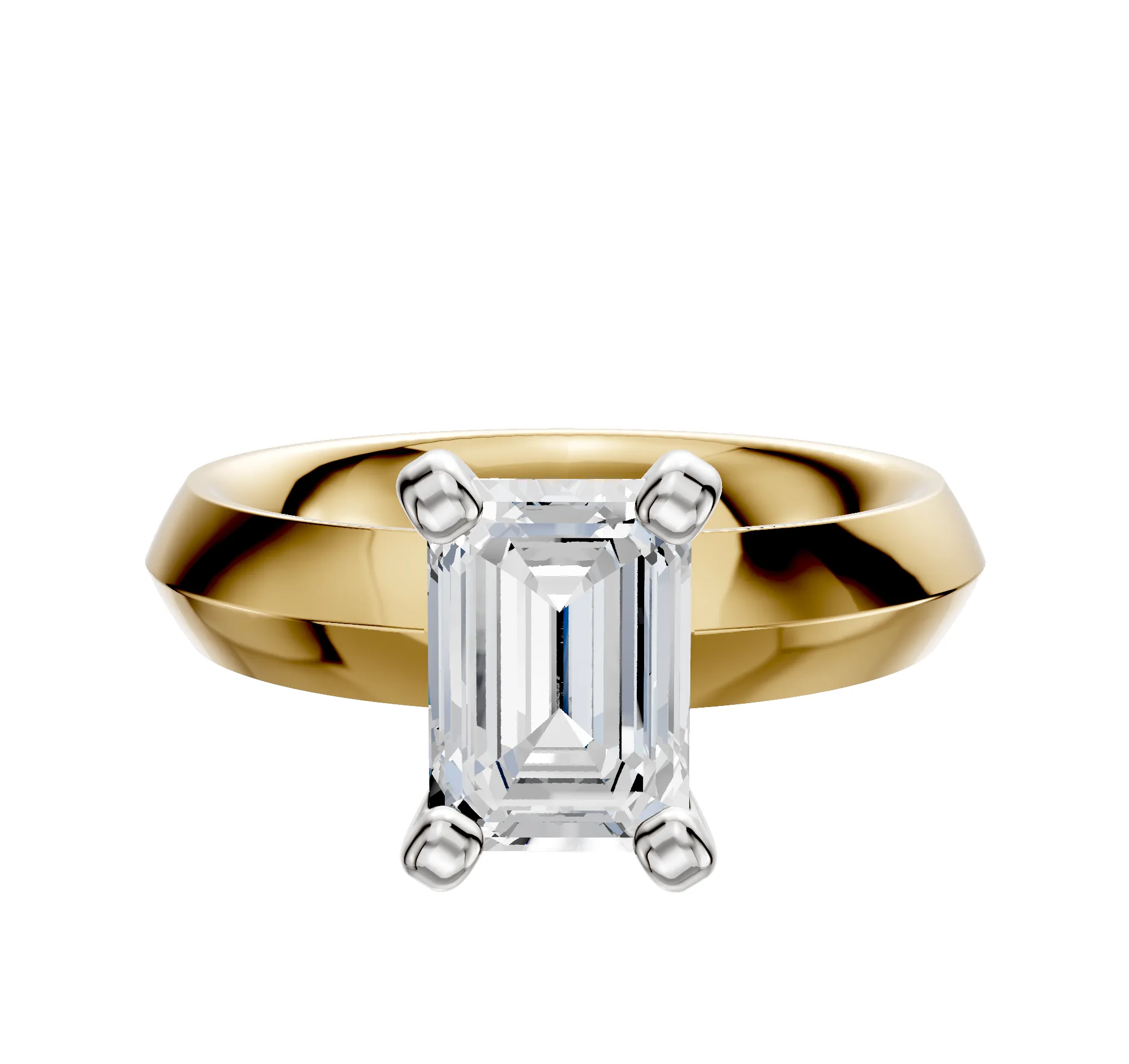 18K Two Tone 4 Prong Classic Knife Edge 4.0mm Engagement Ring sold by Promise By Effy