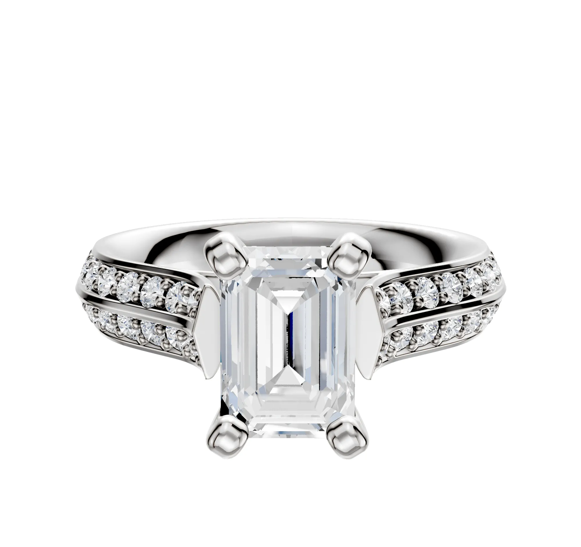 14K White Gold 4 Prong Cathedral Knife Edge 1-Row-Pave 2.5mm Engagement Ring sold by Promise By Effy