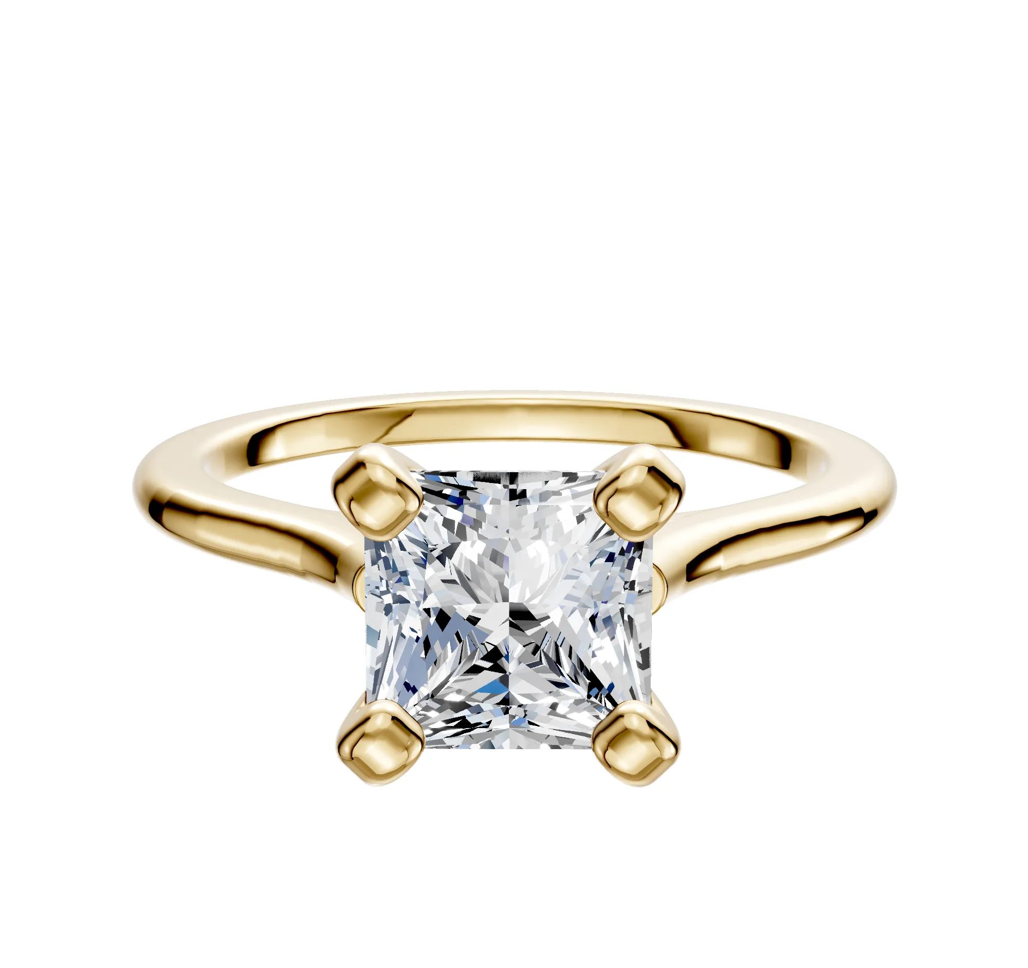 18K Yellow Gold 4 Prong Cathedral Dome 1.5mm Engagement Ring sold by Promise By Effy