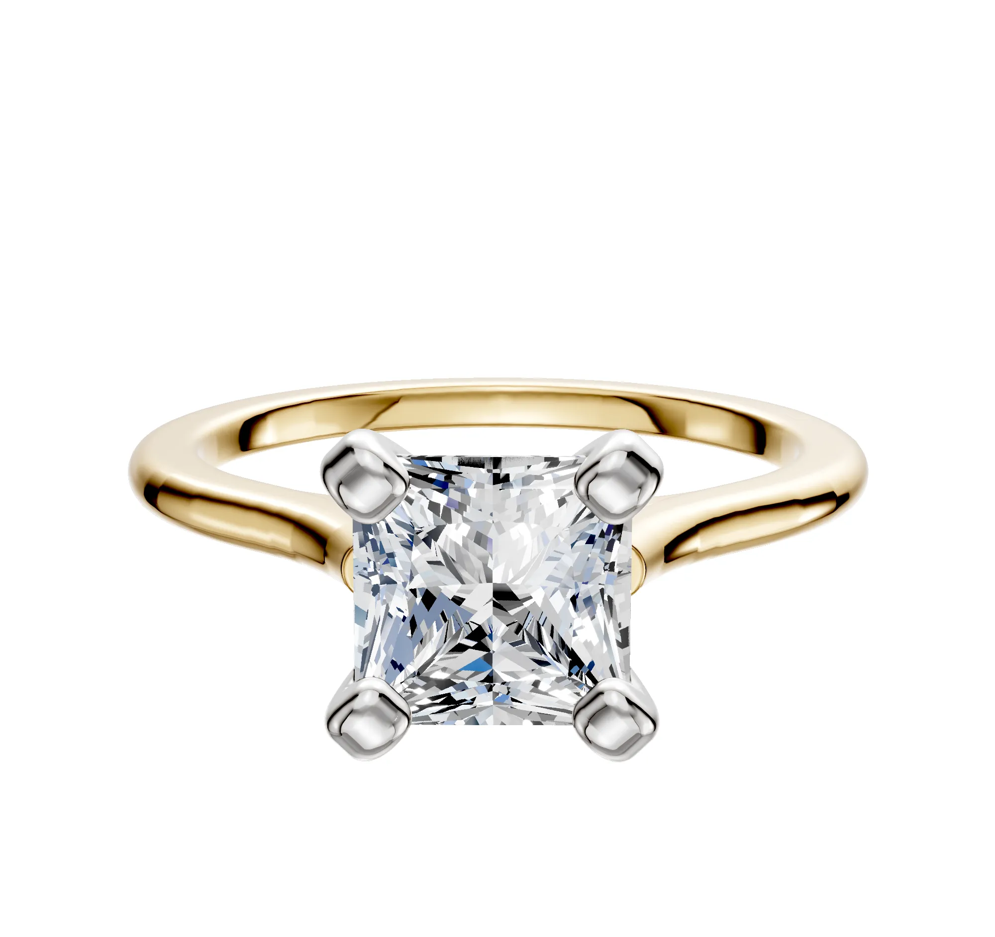 18K Two Tone 4 Prong Cathedral Dome 1.5mm Engagement Ring sold by Promise By Effy