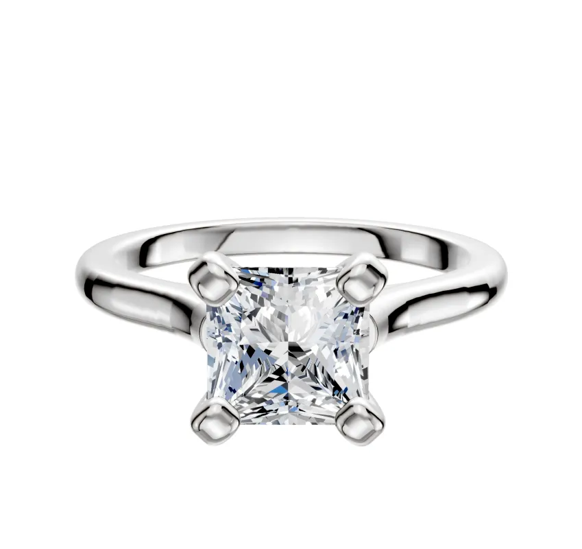 14K White Gold 4 Prong Cathedral Dome 2.0mm Engagement Ring sold by Promise By Effy