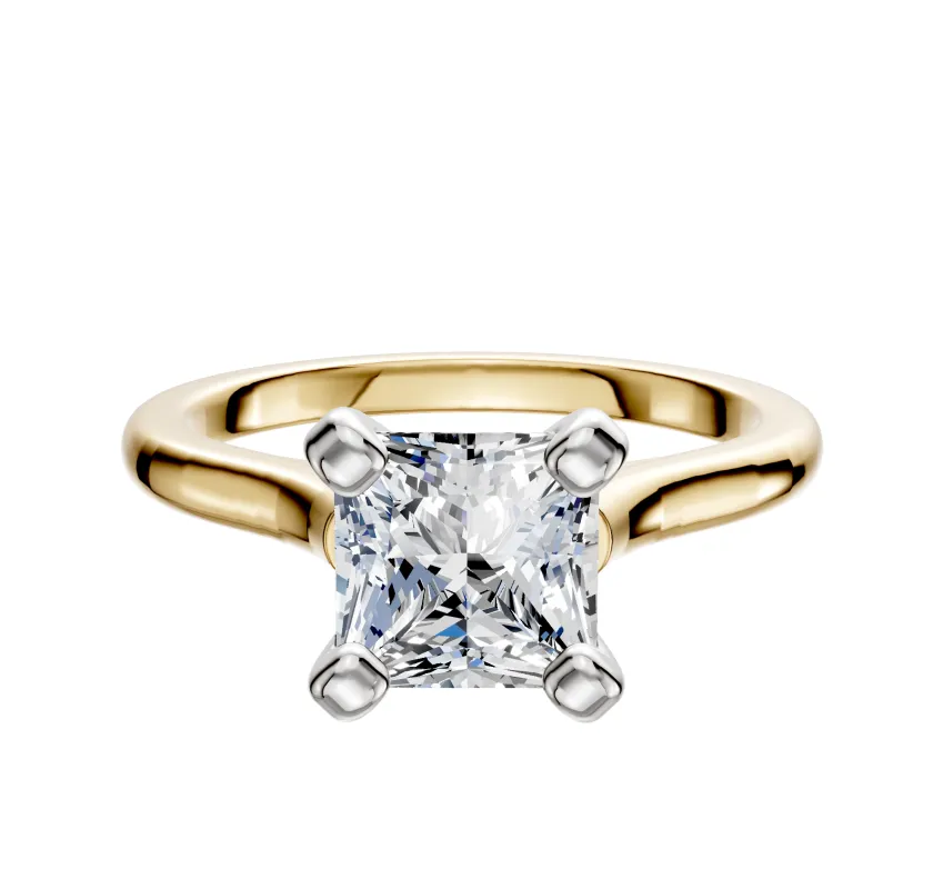 14K Two Tone 4 Prong Cathedral Dome 2.0mm Engagement Ring sold by Promise By Effy