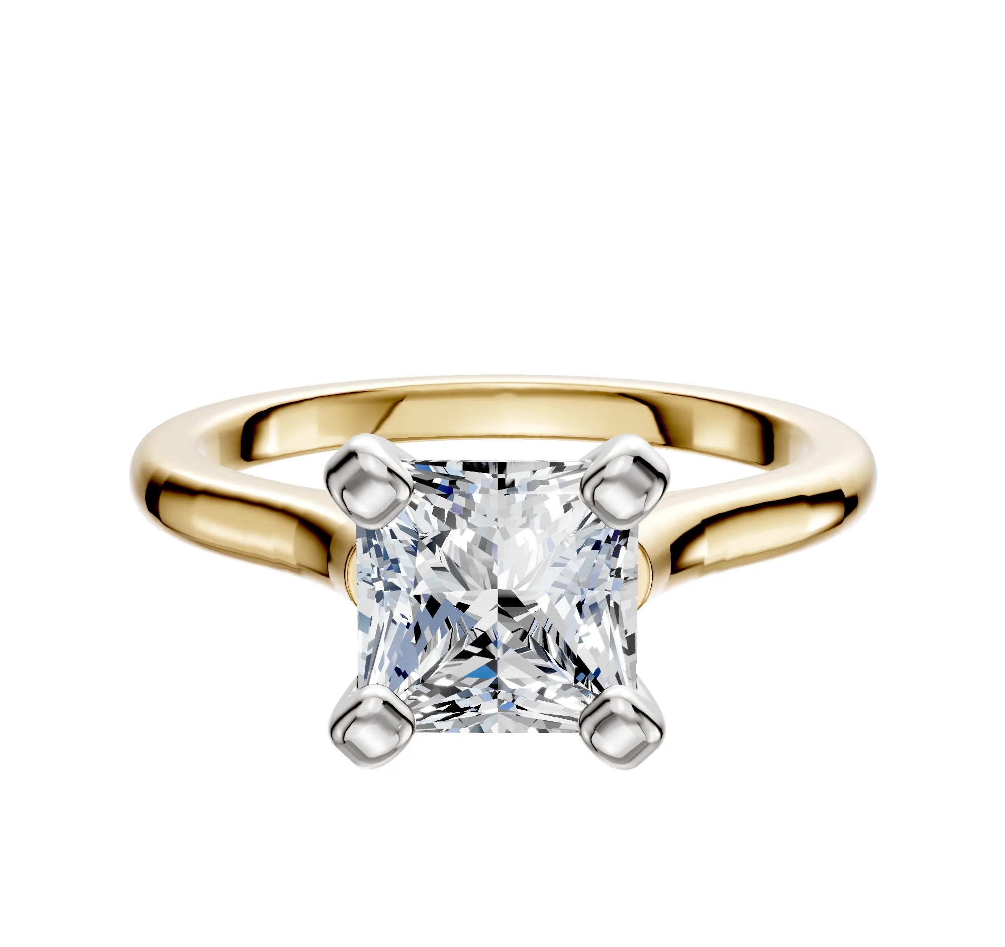 14K Two Tone 4 Prong Cathedral Dome 2.0mm Engagement Ring sold by Promise By Effy