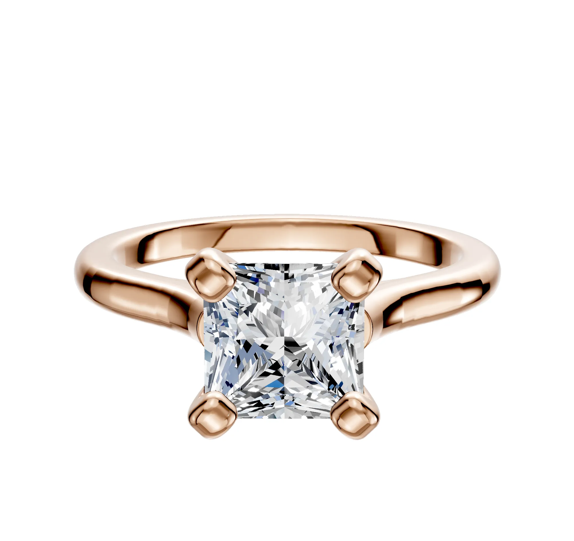 18K Rose Gold 4 Prong Cathedral Dome 2.0mm Engagement Ring sold by Promise By Effy