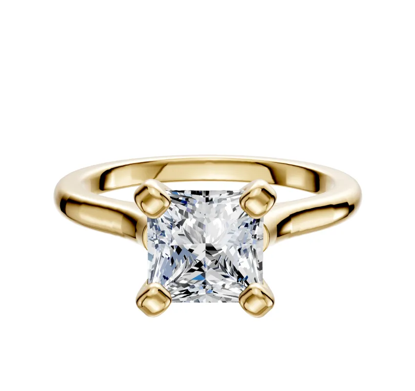 18K Yellow Gold 4 Prong Cathedral Dome 2.0mm Engagement Ring sold by Promise By Effy