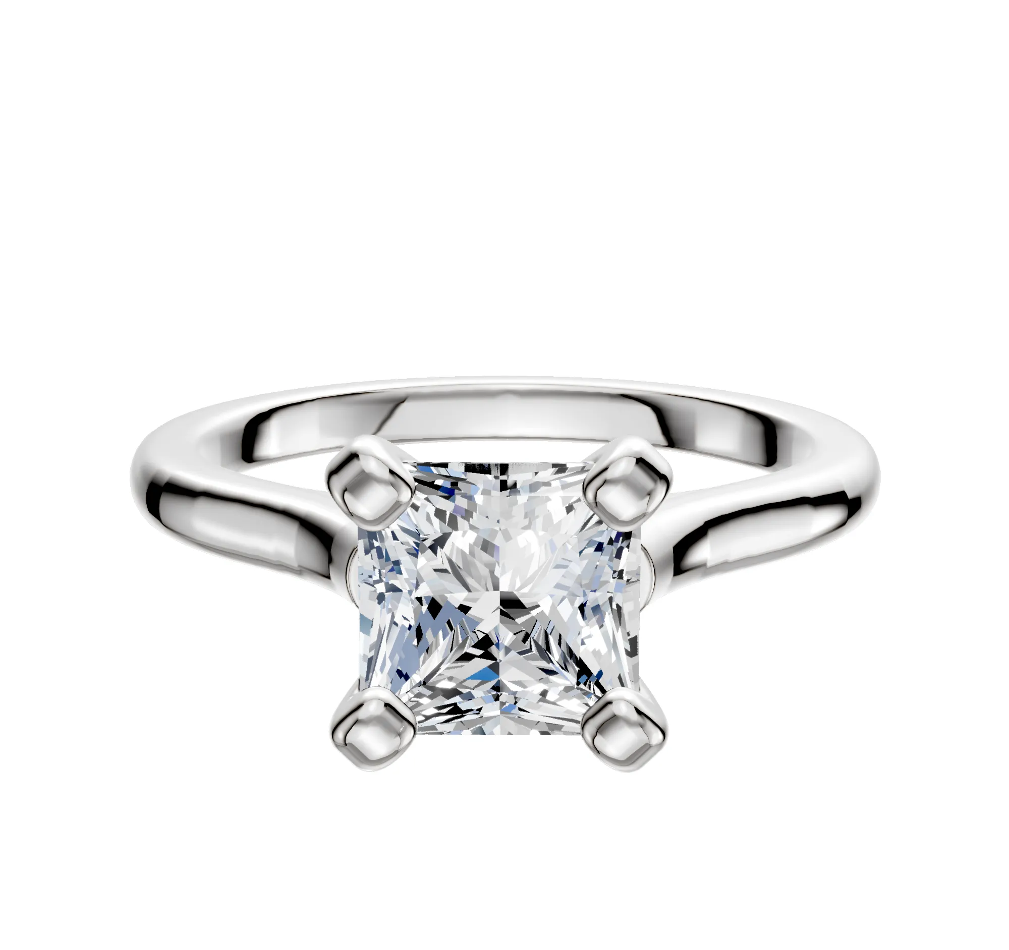 Platinum 4 Prong Cathedral Dome 2.0mm Engagement Ring sold by Promise By Effy