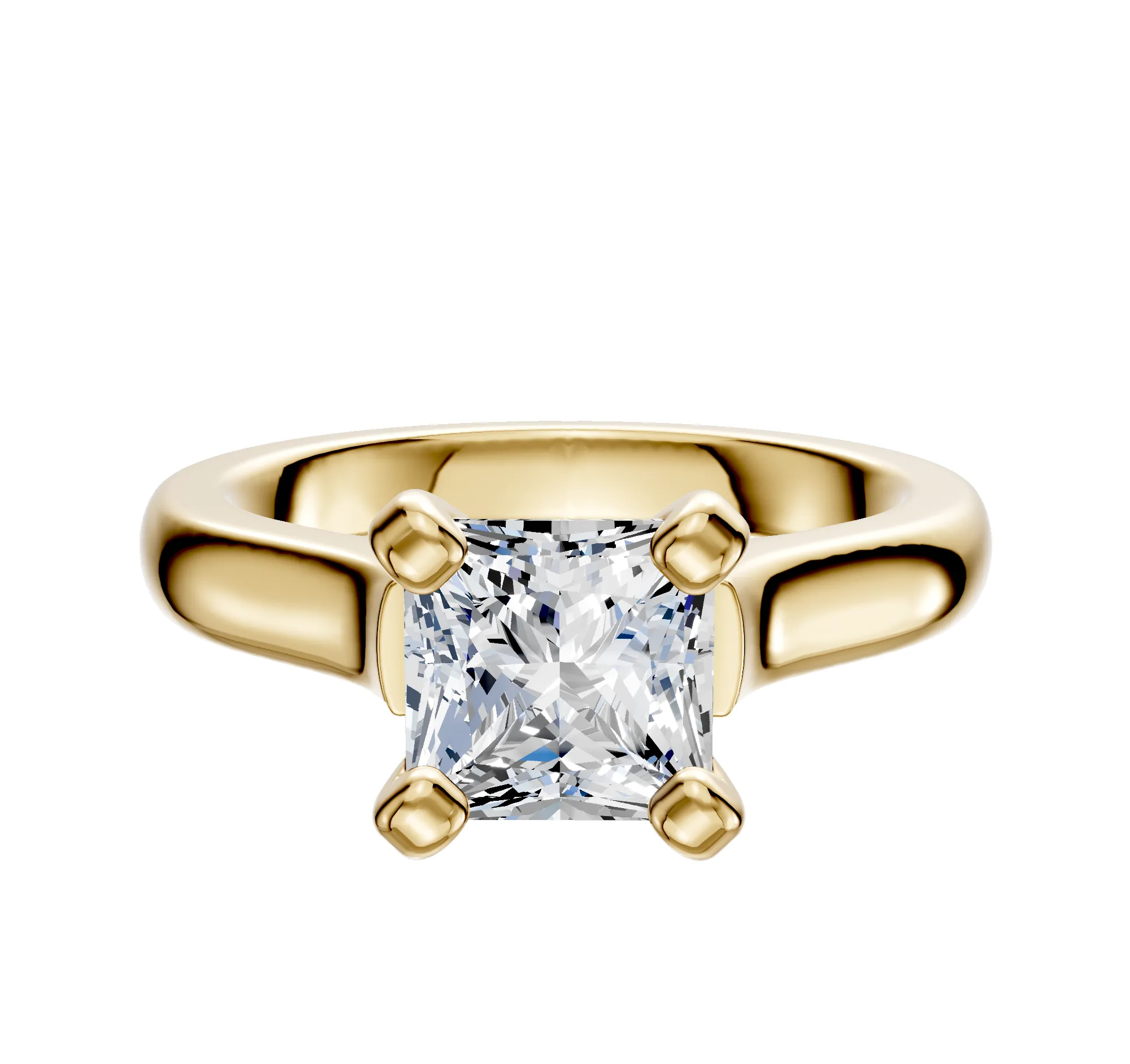 14K Yellow Gold 4 Prong Cathedral Dome 3.0mm Engagement Ring sold by Promise By Effy