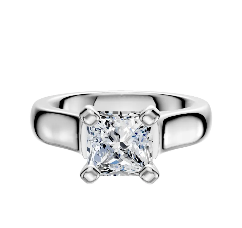 14K White Gold 4 Prong Cathedral Dome 4.0mm Engagement Ring sold by Promise By Effy