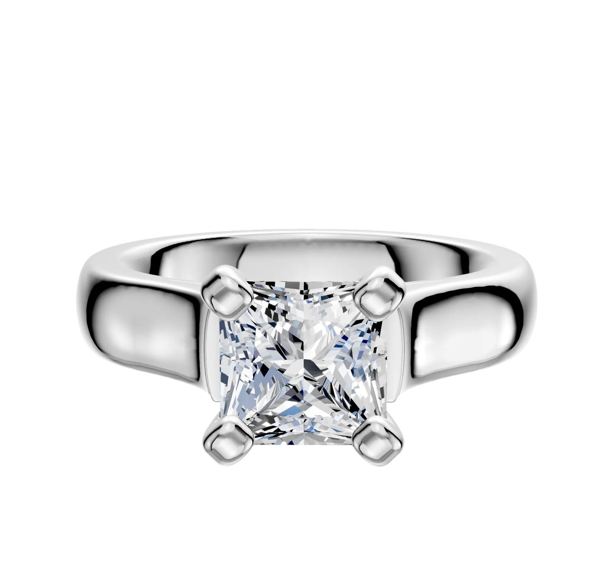 14K White Gold 4 Prong Cathedral Dome 4.0mm Engagement Ring sold by Promise By Effy