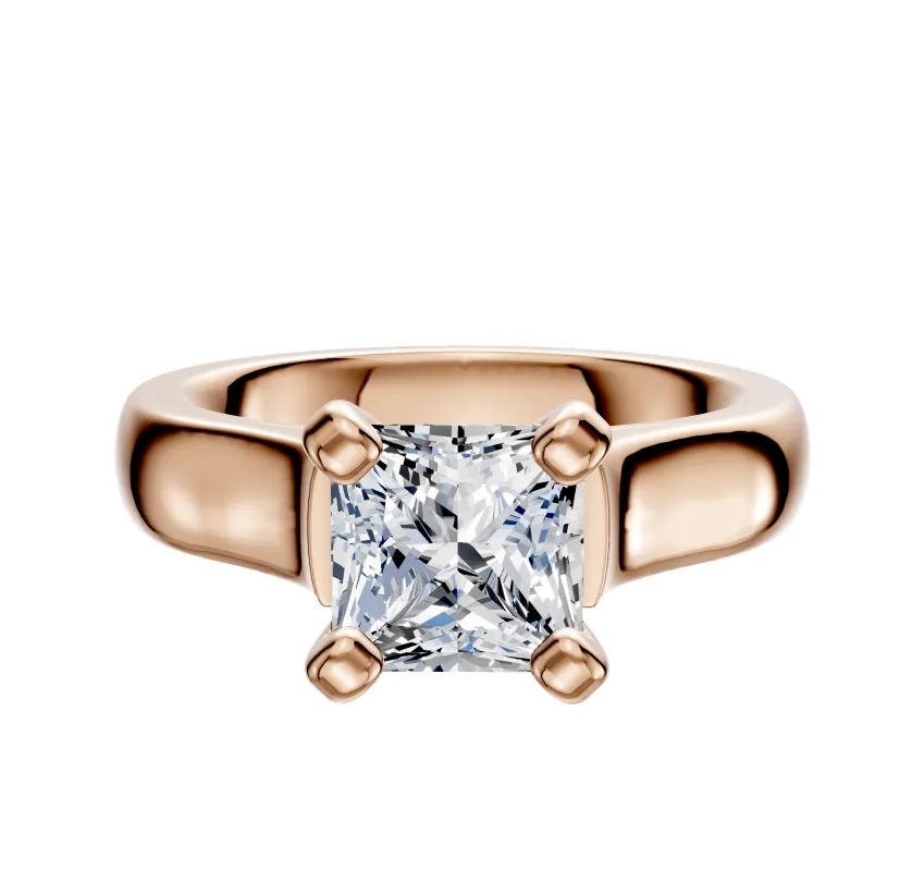 14K Rose Gold 4 Prong Cathedral Dome 4.0mm Engagement Ring sold by Promise By Effy