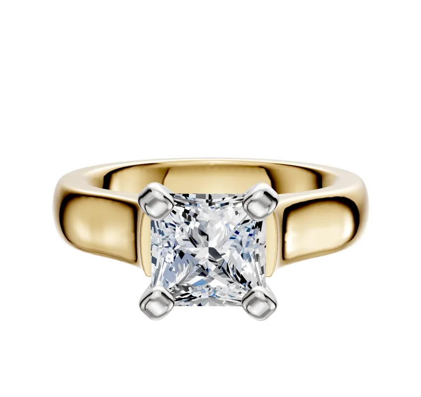 14K Two Tone 4 Prong Cathedral Dome 4.0mm Engagement Ring sold by Promise By Effy