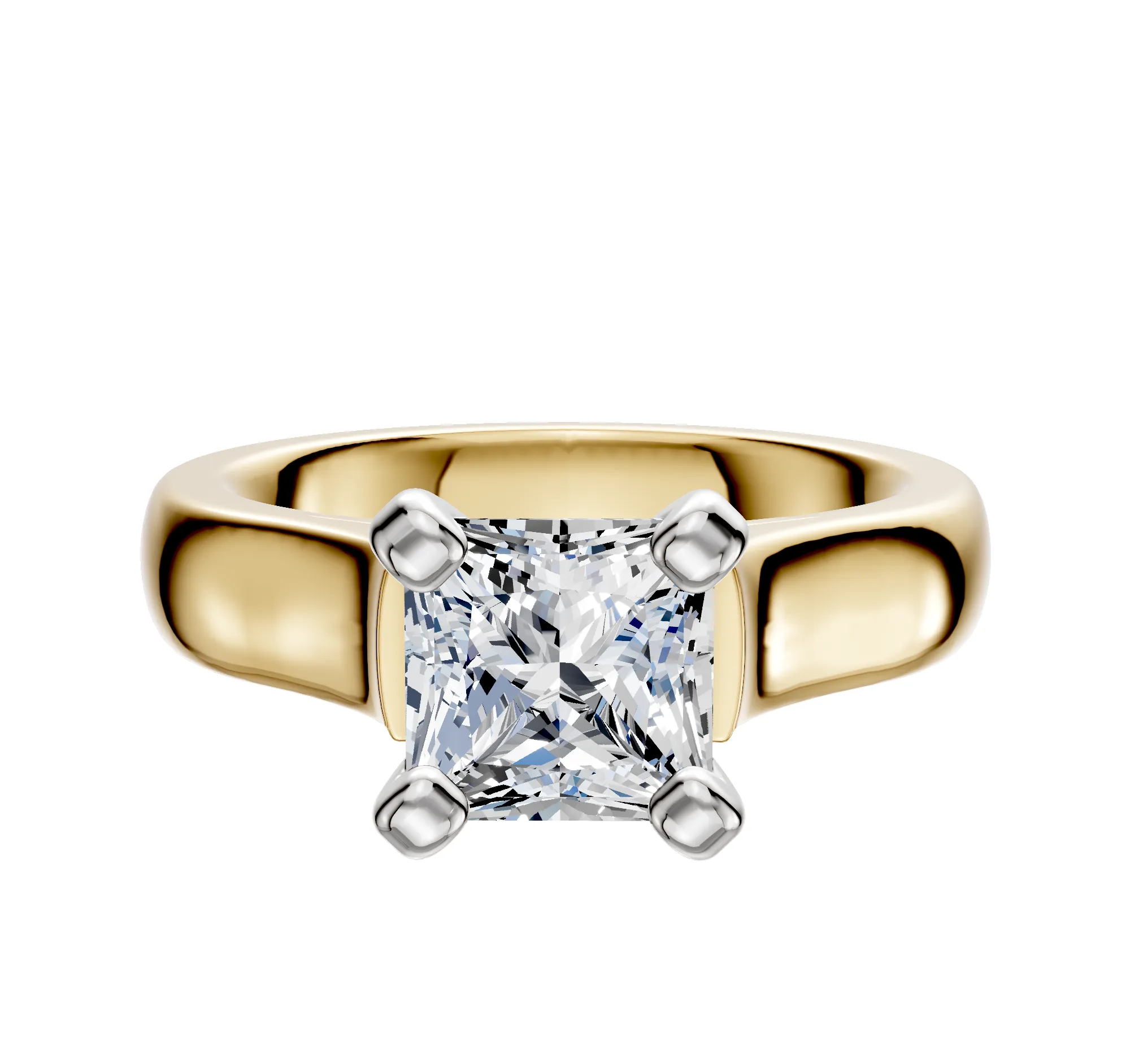 14K Two Tone 4 Prong Cathedral Dome 4.0mm Engagement Ring sold by Promise By Effy