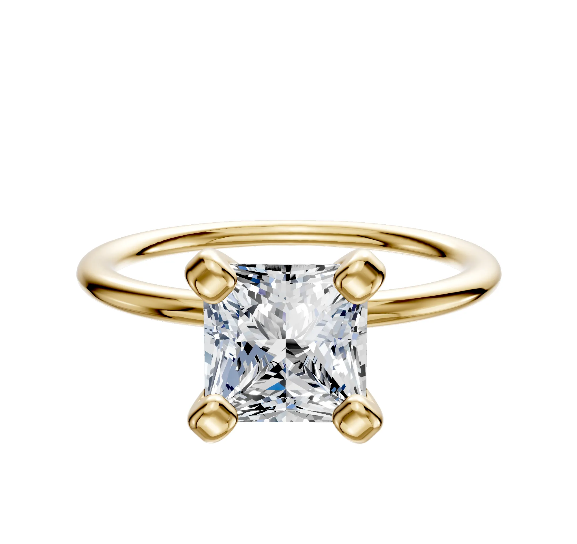 18K Yellow Gold 4 Prong Classic Dome 1.5mm Engagement Ring sold by Promise By Effy