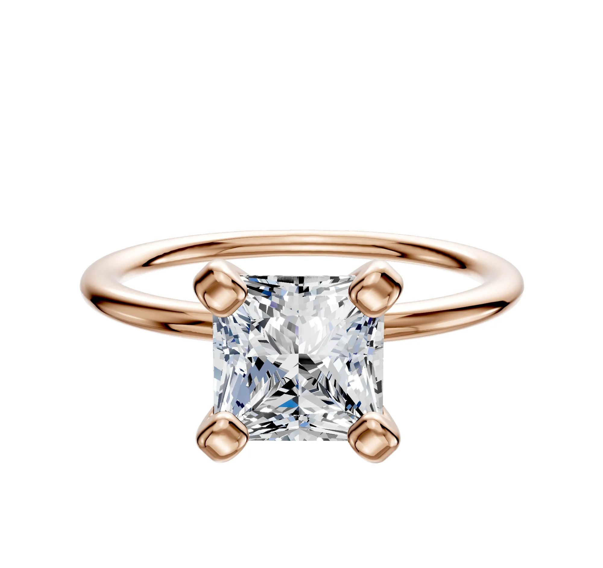 18K Rose Gold 4 Prong Classic Dome 1.5mm Engagement Ring sold by Promise By Effy