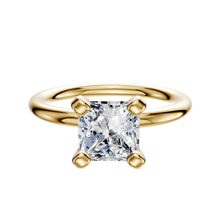 18K Yellow Gold 4 Prong Classic Dome 2.0mm Engagement Ring sold by Promise By Effy