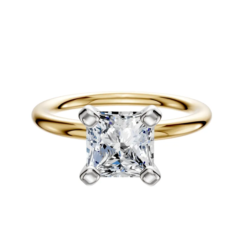 18K Two Tone 4 Prong Classic Dome 2.0mm Engagement Ring sold by Promise By Effy