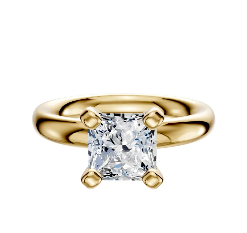 14K Yellow Gold 4 Prong Classic Dome 3.0mm Engagement Ring sold by Promise By Effy
