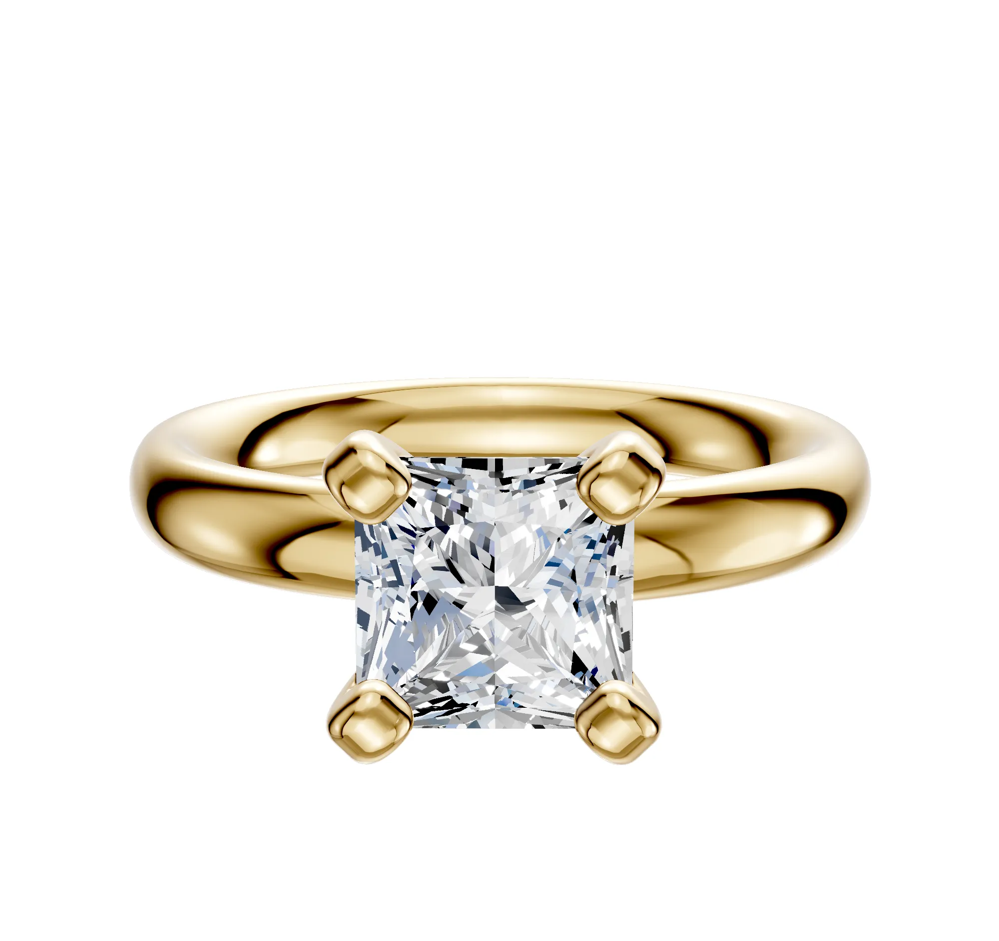 14K Yellow Gold 4 Prong Classic Dome 3.0mm Engagement Ring sold by Promise By Effy