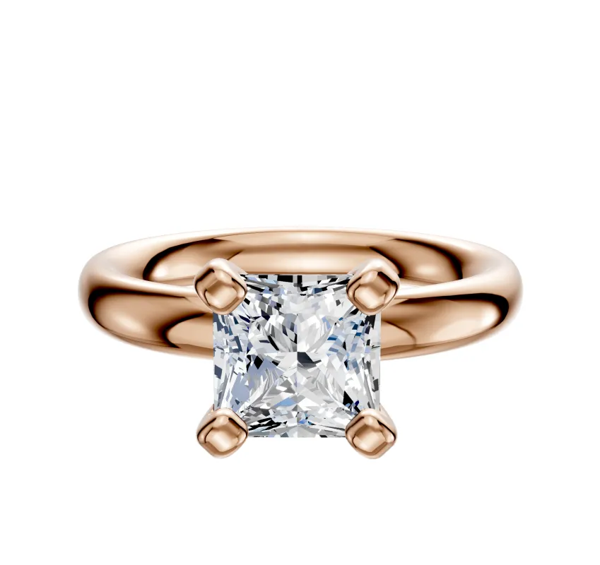 18K Rose Gold 4 Prong Classic Dome 3.0mm Engagement Ring sold by Promise By Effy