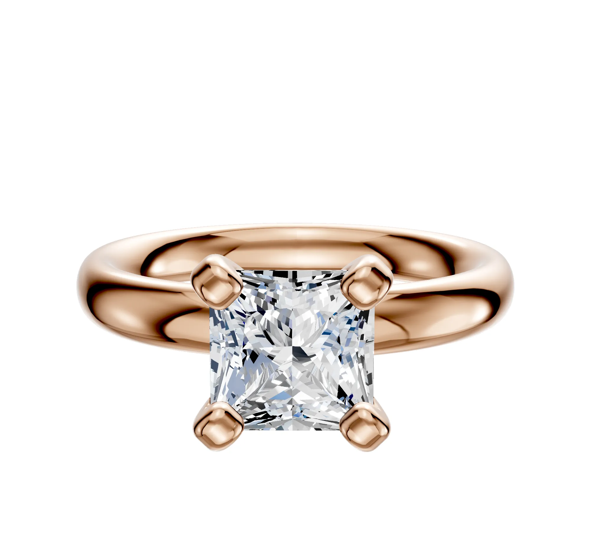 18K Rose Gold 4 Prong Classic Dome 3.0mm Engagement Ring sold by Promise By Effy