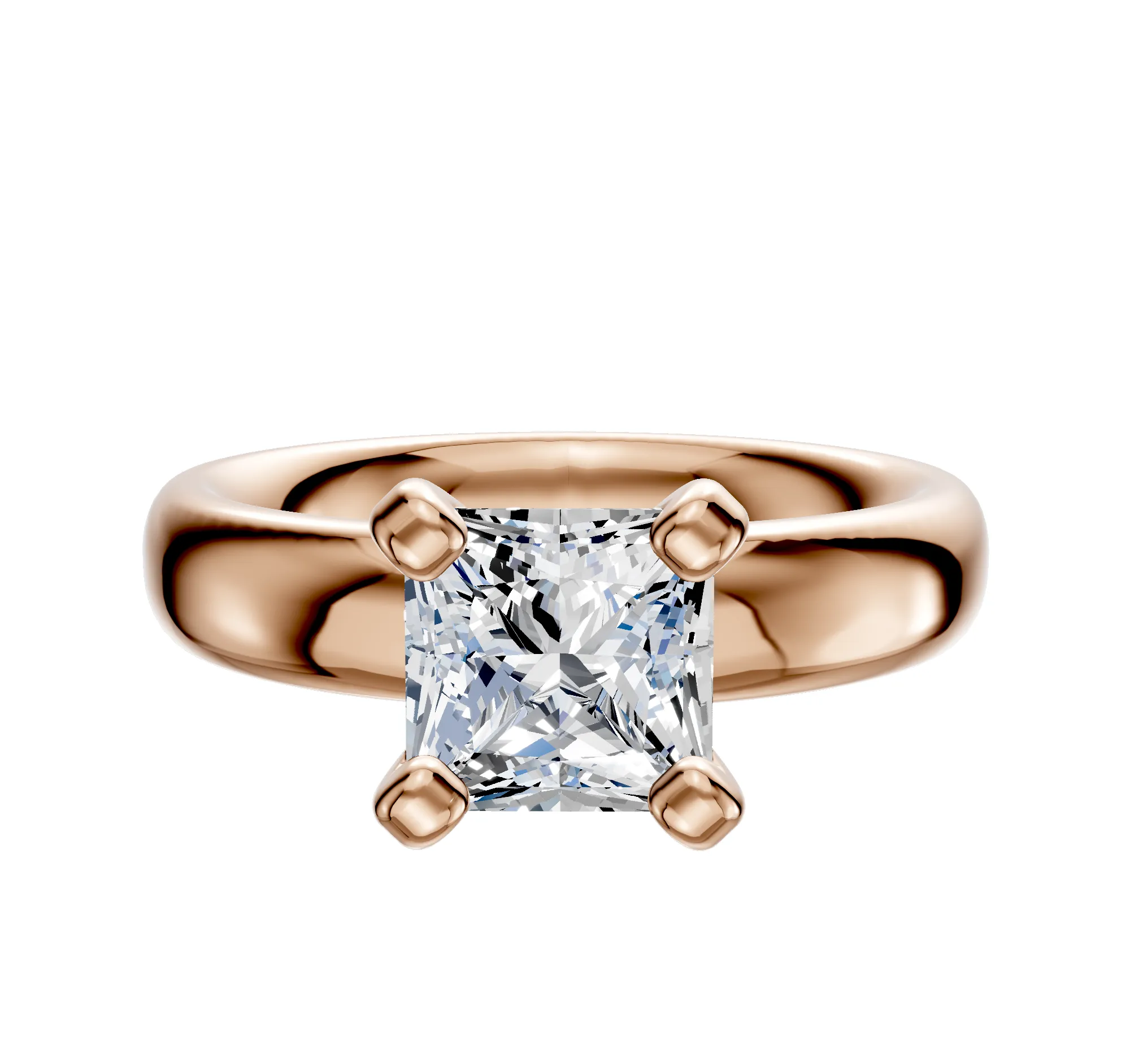 14K Rose Gold 4 Prong Classic Dome 4.0mm Engagement Ring sold by Promise By Effy