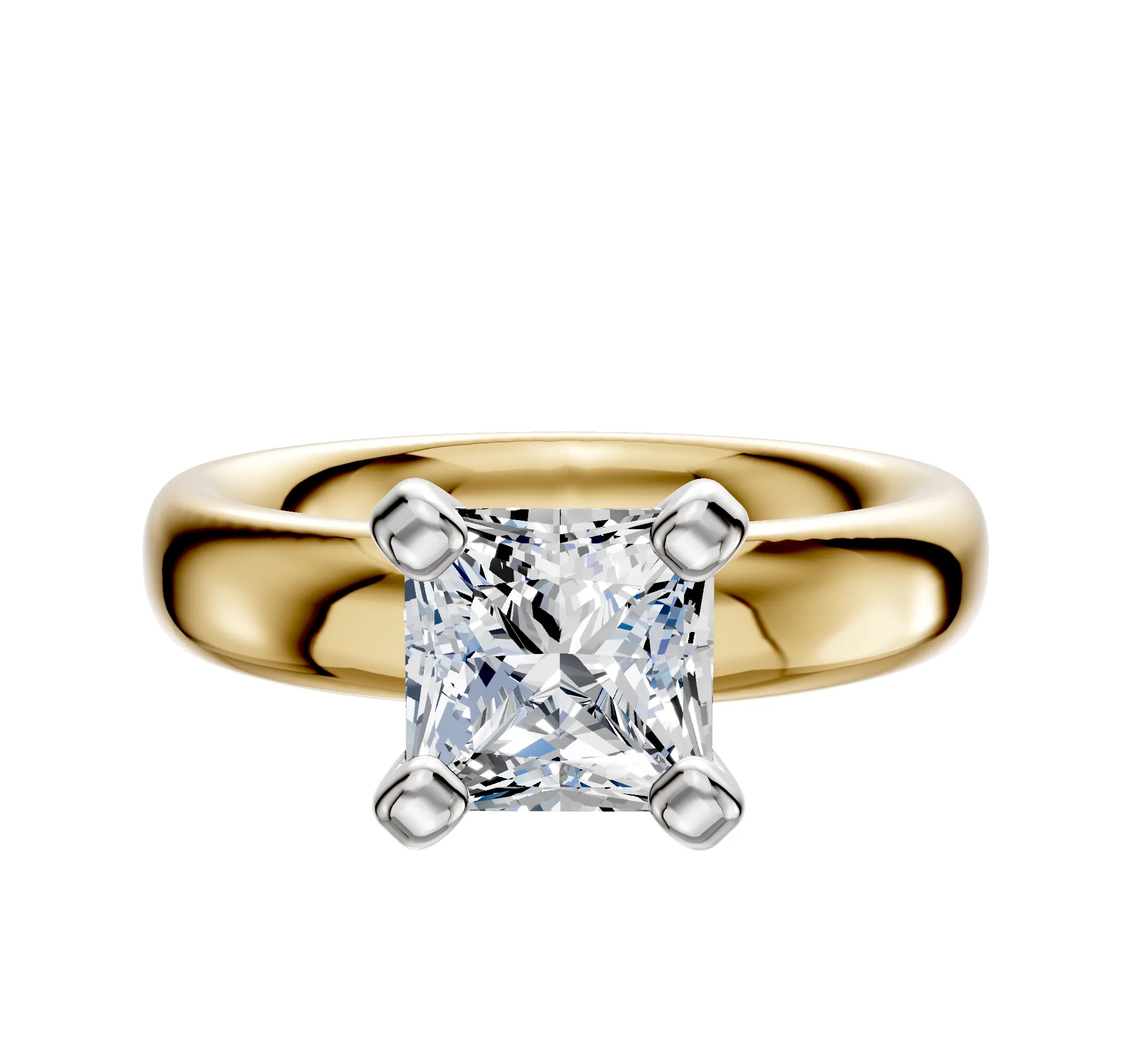 18K Two Tone 4 Prong Classic Dome 4.0mm Engagement Ring sold by Promise By Effy