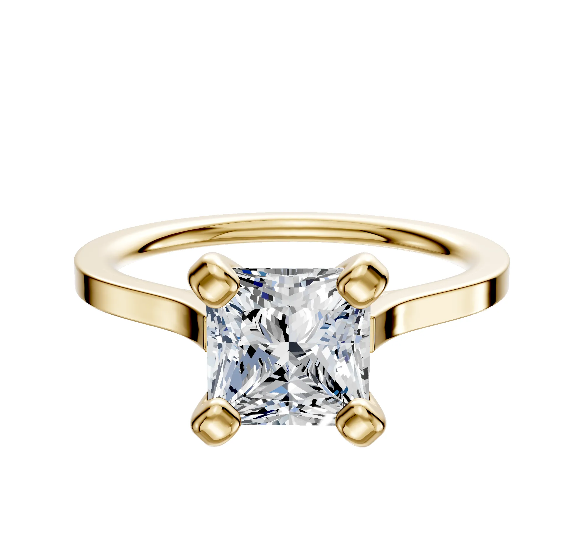 18K Yellow Gold 4 Prong Cathedral Flat 1.5mm Engagement Ring sold by Promise By Effy