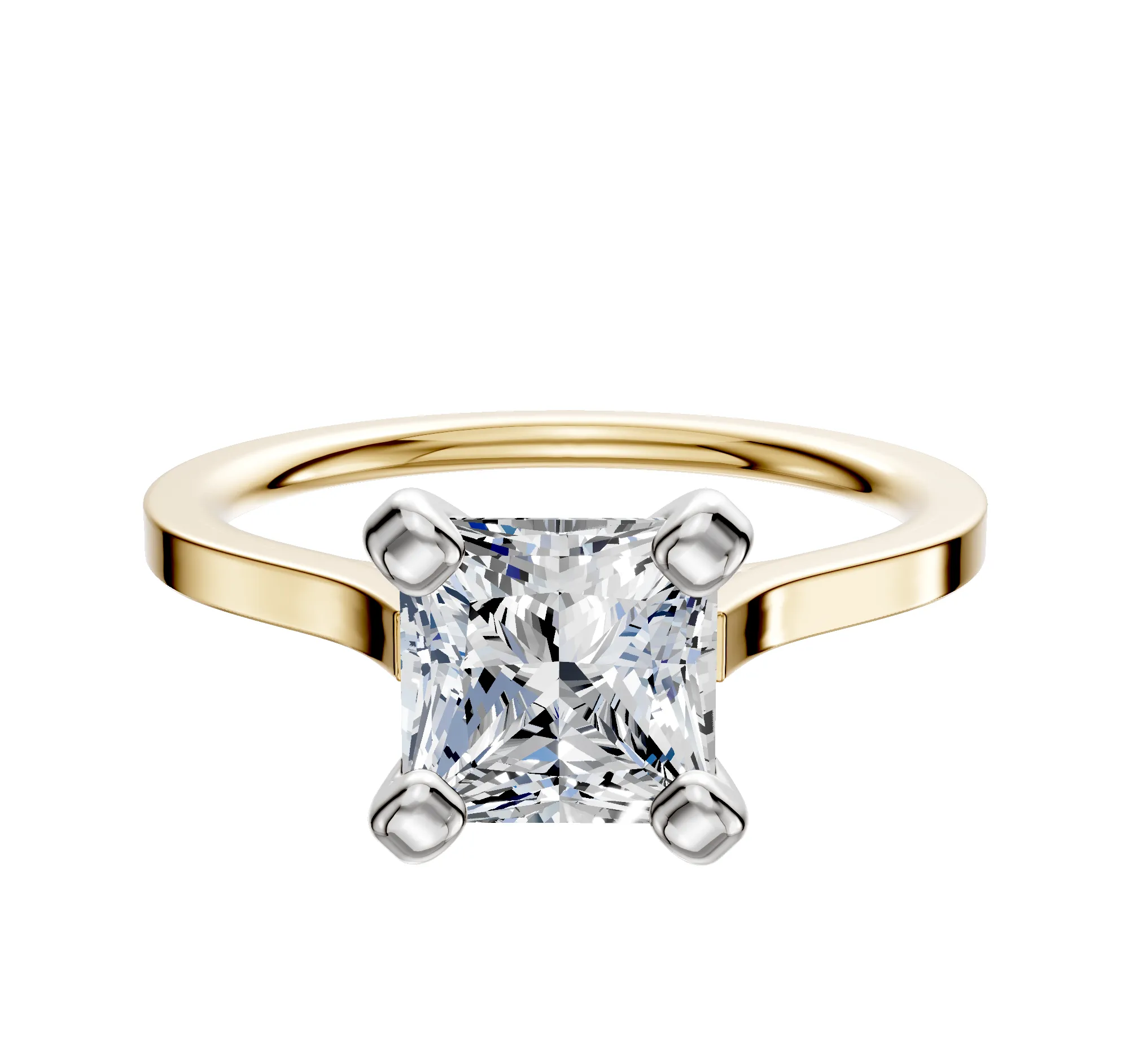 18K Two Tone 4 Prong Cathedral Flat 1.5mm Engagement Ring sold by Promise By Effy