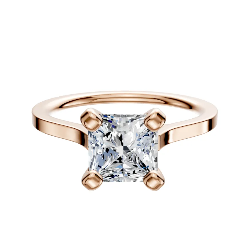18K Rose Gold 4 Prong Cathedral Flat 1.5mm Engagement Ring sold by Promise By Effy