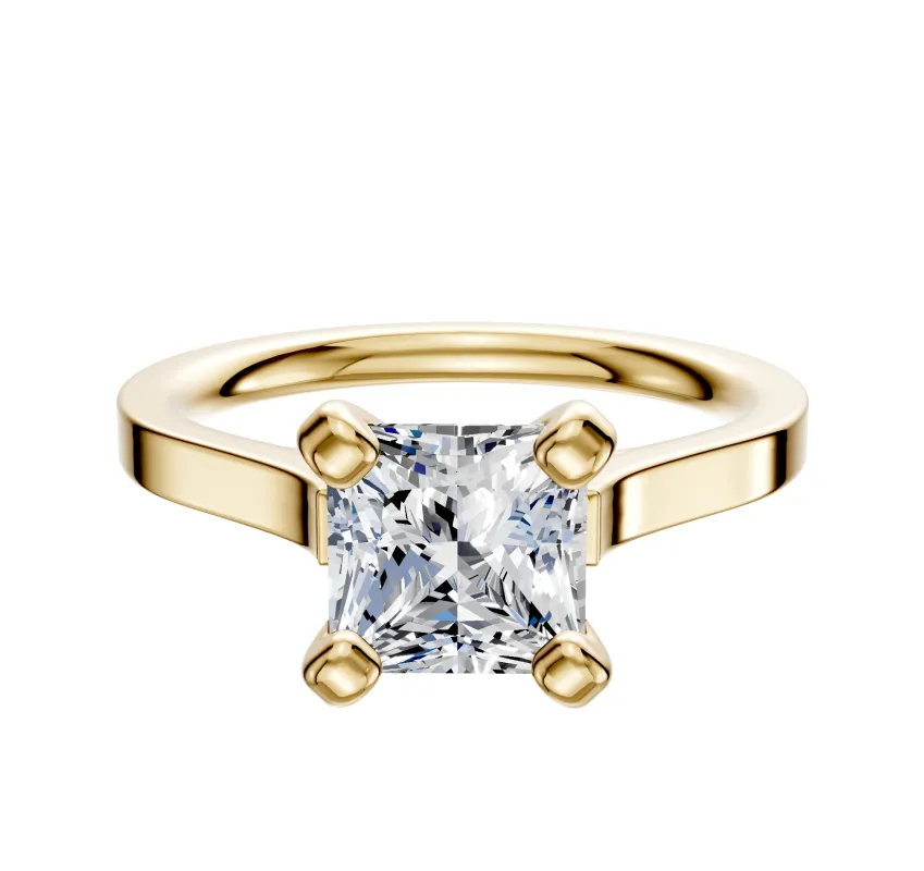 14K Yellow Gold 4 Prong Cathedral Flat 2.0mm Engagement Ring sold by Promise By Effy