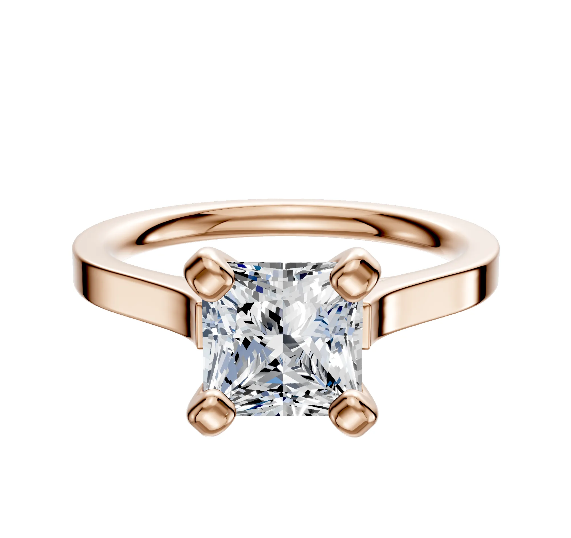 18K Rose Gold 4 Prong Cathedral Flat 2.0mm Engagement Ring sold by Promise By Effy