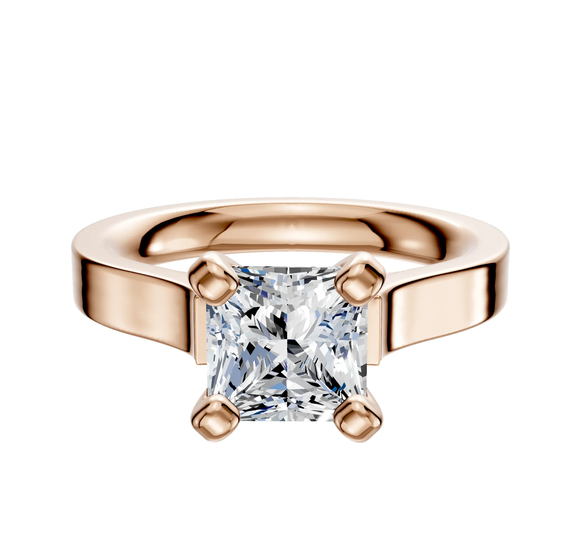 18K Rose Gold 4 Prong Cathedral Flat 3.0mm Engagement Ring sold by Promise By Effy