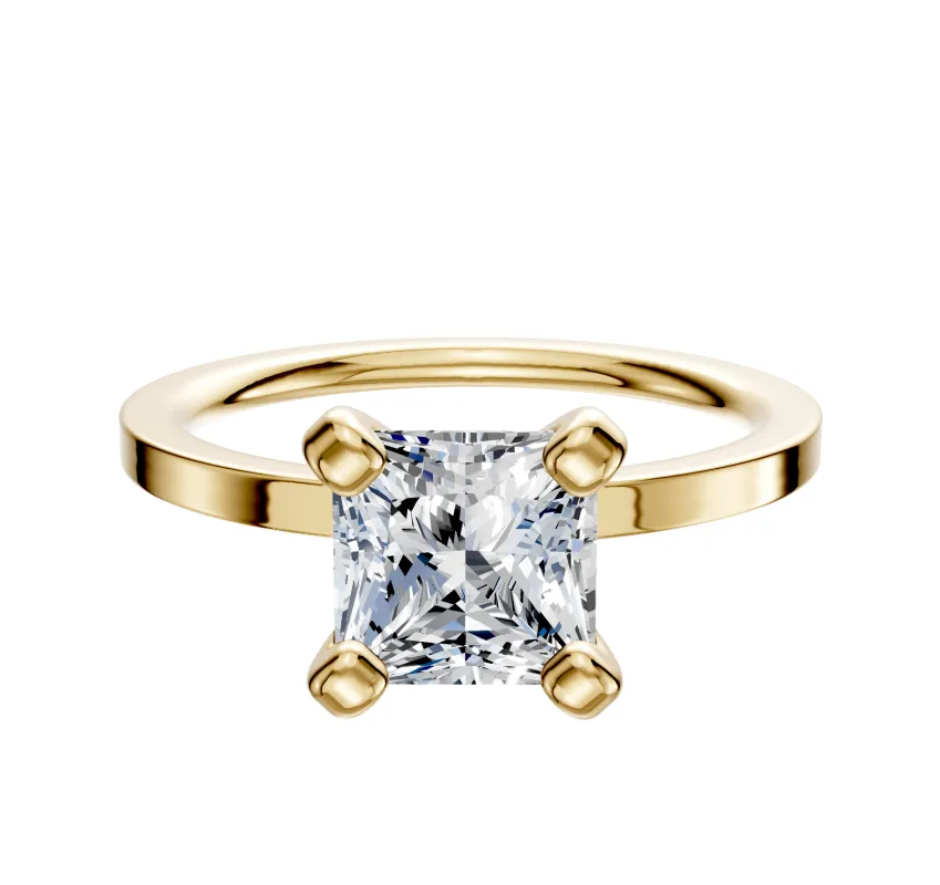 14K Yellow Gold 4 Prong Classic Flat 1.5mm Engagement Ring sold by Promise By Effy